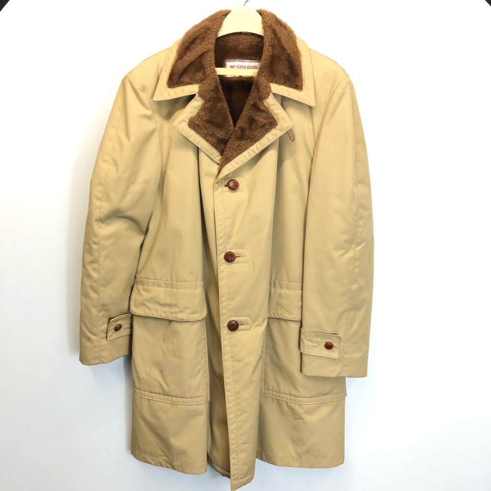 Vintage Mcgregor Fur Lined Jacket Coat Men's Size 46 Made In USA Tan